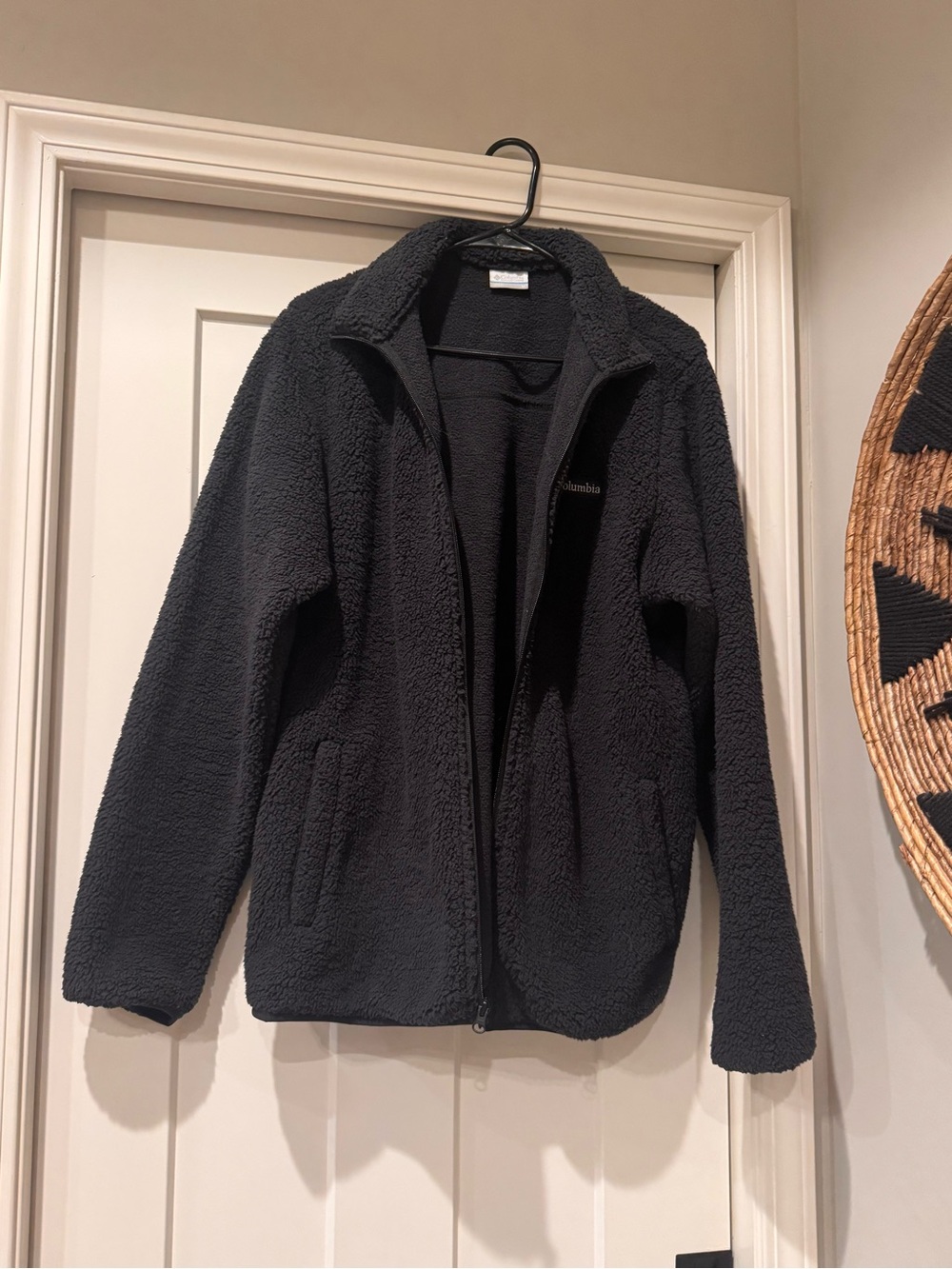 Columbia Black Sherpa Zip-Up Fleece Jacket Mens Medium